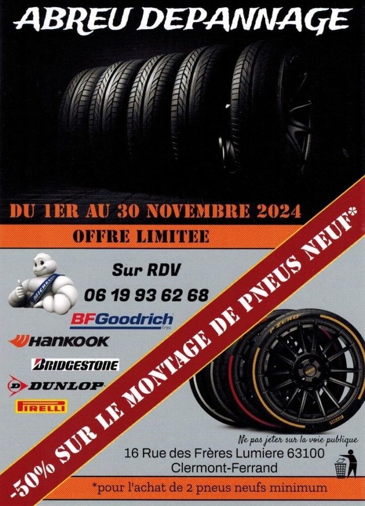 Affiche de l'offre -50% sur le montage de pneus